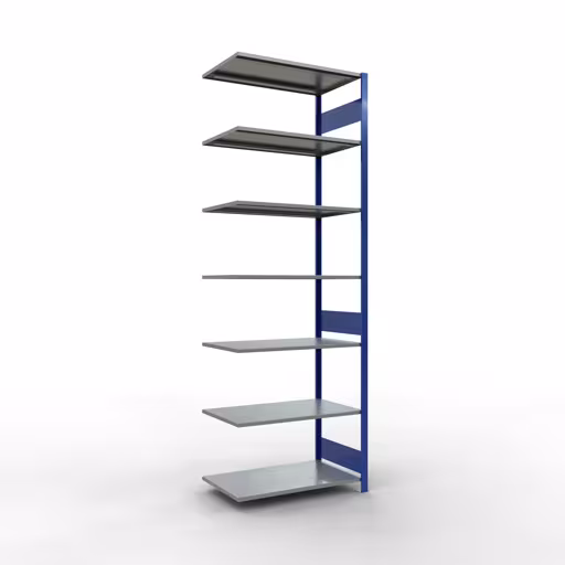 Scaffali aggiuntivi, scaffali, sistema a innesto MULTIplus150, 3000 x 1000 x 600 mm (AxLxP), 7 ripiani, barre longitudinali, RAL 5010 blu genziana/zincato di Schulte Lagertechnik con l'articolo n. 12767-LR-B
