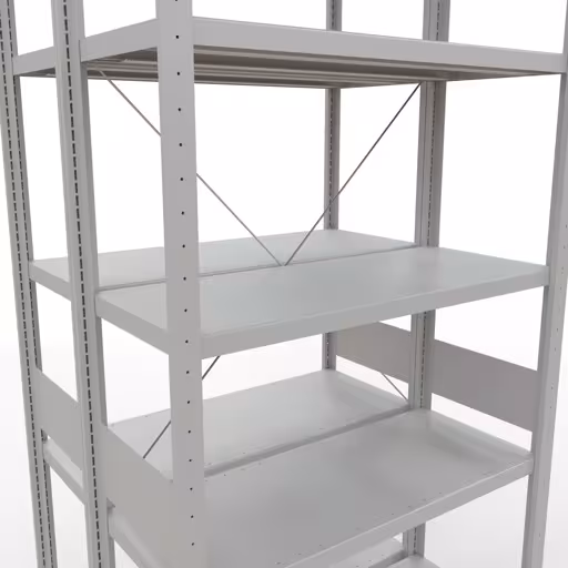 Image du produit n° 12 de l'article étagère de base, système enfichable pour étagères MULTIplus250, 3000 x 1000 x (2x400) mm, 2x7 étagères, RAL 7035 gris clair de la gamme d'étagères pour étagères de la marque Schulte Lagertechnik