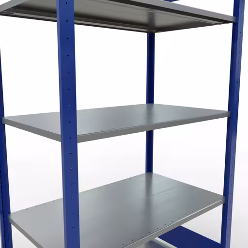 Image du produit n° 12 de l'article étagère de base, étagère, système enfichable MULTIplus85, 2000 x 1000 x 600 mm (HxLxP), 5 étagères, barres de longueur, RAL 5010 bleu gentiane Figure n° 12 de l'article étagère de base, système d'étagères enfichables MULTIplus85, 2000 x 1000 x 600 mm, 5 étagères, RAL 5010 bleu gentiane du groupe de produits système enfichable de la marque Schulte Lagertechnik