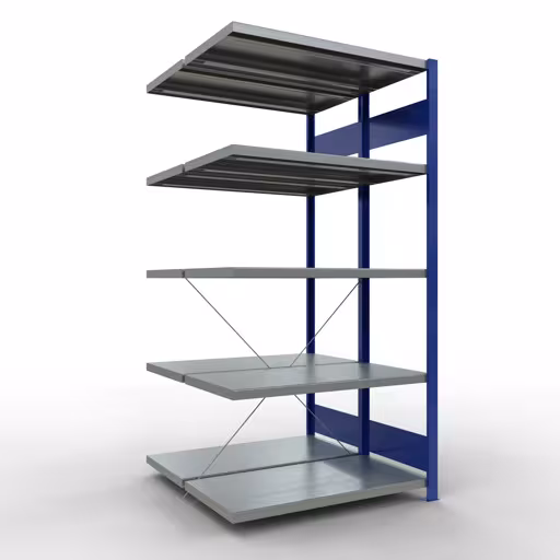 Figura n. 8 dell'articolo scaffale aggiuntivo, scaffale doppio, sistema di scaffali MULTIplus250, 2000 x 1000 x (2x500) mm (AxLxP), 2x5 ripiani, traversa, RAL 5010 blu genziana del gruppo di prodotti scaffali della marca Schulte Lagertechnik