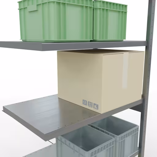 Anbauregal, Fachbodenregal Stecksystem MULTIplus250, 2500 x 1000 x 600 mm (HxBxT), 6 Fachböden, Kreuzstrebe, verzinkt mit der Artikelnr. 12966 Anbauregal, Fachbodenregal Stecksystem MULTIplus250, 2500 x 1000 x 600 mm (HxBxT), 6 Fachböden, Kreuzstrebe, verzinkt von Schulte Lagertechnik aus der Kategorie Stecksystem