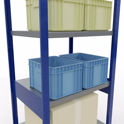Figure n° 15 de l'article étagère de base, étagère, système enfichable MULTIplus250, 2500 x 750 x 600 mm, 6 étagères, RAL 5010 bleu gentiane/galvanisé/galvanisé du groupe de produits système enfichable de Schulte Lagertechnik
