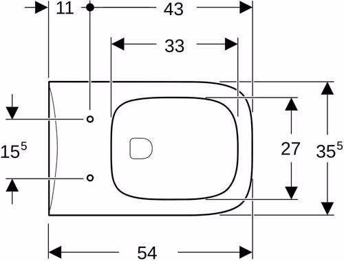 Geberit Renova Plan Wand-WC Tiefspüler Rimfree, weiß