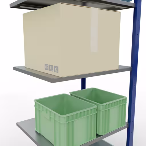 Rayonnage supplémentaire, rayonnage à étagères, système enfichable MULTIplus150, 2000 x 750 x 600 mm, 5 étagères, RAL 5010 bleu gentiane/galvanisé/galvanisé de Schulte Lagertechnik avec le numéro d'article. 12765-75-LR-B