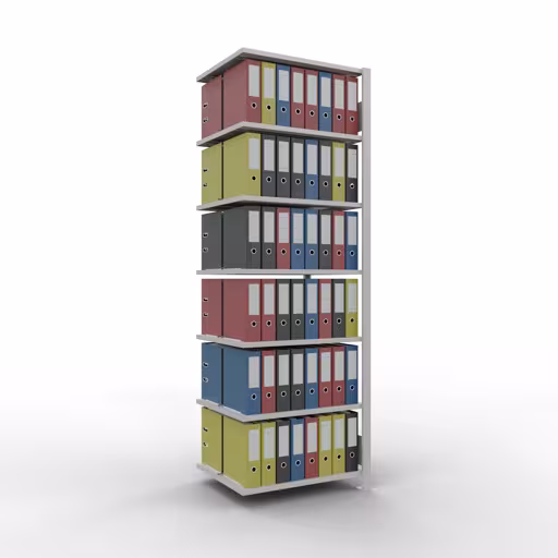Figure n° 8 de l'article étagère complémentaire, système d'étagères de bureau MULTIplus150, 2300 x 750 x 600 mm, 7 étagères, avec butée centrale, gris clair de la gamme d'étagères de bureau de Schulte Lagertechnik
