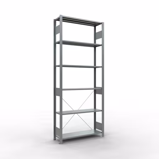 Étagère de base, étagère, système enfichable MULTIplus150, 2500 x 1000 x 300 mm (HxLxP), 6 étagères, traverse, galvanisée de Schulte Lagertechnik Étagère de base, étagère, système enfichable MULTIplus150, 2500 x 1000 x 300 mm (HxLxP), 6 étagères, traverse, galvanisée, étagère de base, réf. 12731