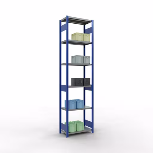 Figure n° 12 de l'article étagère de base, étagère, système enfichable MULTIplus250, 3000 x 750 x 400 mm, 7 étagères, RAL 5010 bleu gentiane/galvanisé/galvanisé du groupe de produits système enfichable de Schulte Lagertechnik