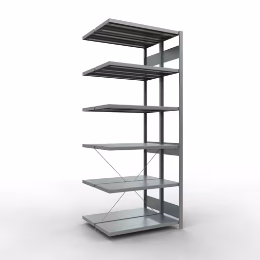 Étagère supplémentaire, étagère double, système d'étagères MULTIplus250, 2500 x 1000 x (2x400) mm (HxLxP), 2x6 étagères, traverse, galvanisé, étagères doubles, réf. 14246-A