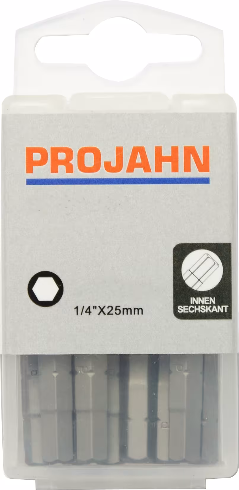 Punta da 1/4" L25 mm esagono interno 4 mm confezione da 10 della PROJAHN Punta per viti ad esagono incassato 6,3 confezione da 10, punte e portapunte, articolo n. 2742-10