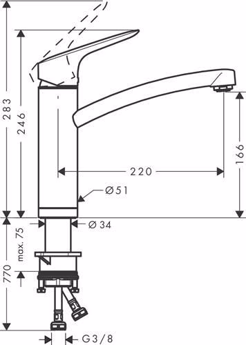 Hansgrohe Mitigeur monocommandé pour cuisine 160 LOGIS DN 15 pour montage devant une fenêtre chrome
