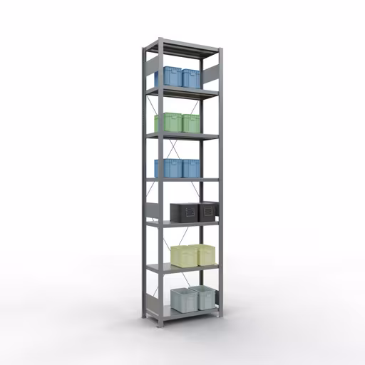 Figura n. 9 dell'articolo scaffale base, scaffale, sistema a innesto MULTIplus250, 3000 x 750 x 400 mm (AxLxP), 7 ripiani, traversa, zincato del gruppo di prodotti sistema a innesto della marca Schulte Lagertechnik