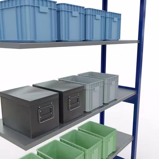 Anbauregal, Fachbodenregal Stecksystem MULTIplus150, 2500 x 1300 x 400 mm (HxBxT), 6 Fachböden, Längenriegel, RAL 5010 enzianblau/verzinkt aus der Kategorie Anbauregal mit der GTIN 4004514280183 Anbauregal, Fachbodenregal Stecksystem MULTIplus150, 2500 x 1300 x 400 mm (HxBxT), 6 Fachböden, Längenriegel, RAL 5010 enzianblau/verzinkt von der Marke Schulte Lagertechnik aus der Produktreihe Stecksystem