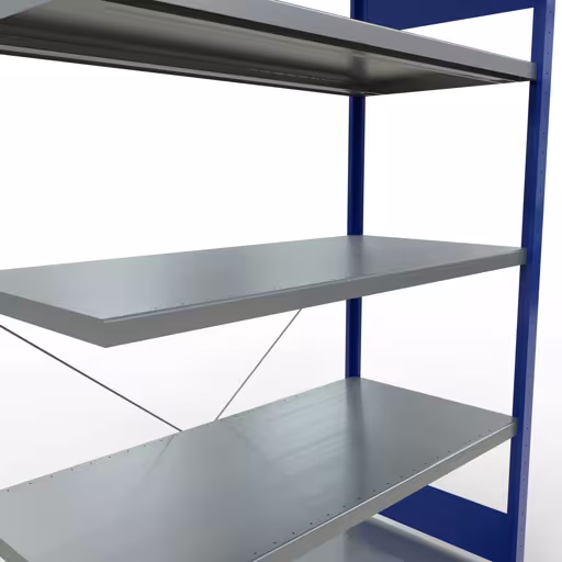 Figure n° 14 de l'article étagère complémentaire, étagère à étagères, système enfichable MULTIplus250, 2000 x 1300 x 600 mm, 5 étagères, RAL 5010 bleu gentiane/galvanisé du groupe de produits système enfichable de la marque Schulte Lagertechnik