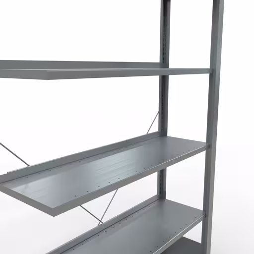 Produktbild Nr 14 des Artikels Anbauregal, Büro-Fachbodenregal Stecksystem MULTIplus85, 2000 x 1000 x 300 mm (HxBxT), 6 Fachböden, Kreuzstrebe, verzinkt, mit Anschlagleiste Abbildung Nr 14 des Artikels Anbauregal, Büro-Fachbodenregal Stecksystem MULTIplus85, 2000 x 1000 x 300 mm (HxBxT), 6 Fachböden, Kreuzstrebe, verzinkt, mit Anschlagleiste aus der Produktgruppe Büroregale von der Marke Schulte Lagertechnik