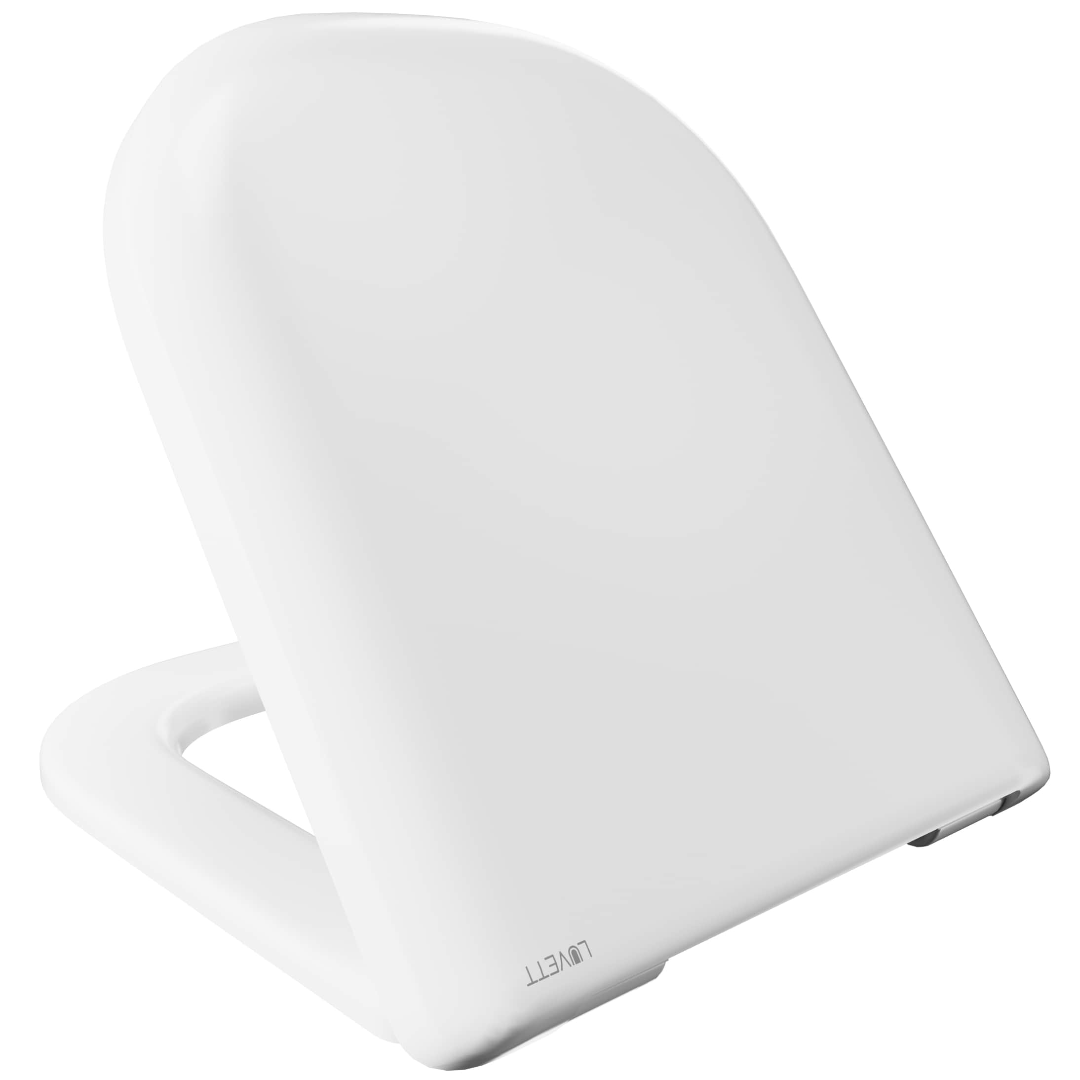 Sedile WC D900 forma a D bianco con meccanismo di chiusura ammortizzata, WC/WC, articolo n. 547344