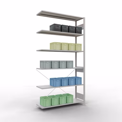 Ripiano aggiuntivo con sistema a innesto 2500x1300x400 mm, tipo 150 kg, grigio chiaro di Schulte Lagertechnik dalla categoria Sistema a innesto