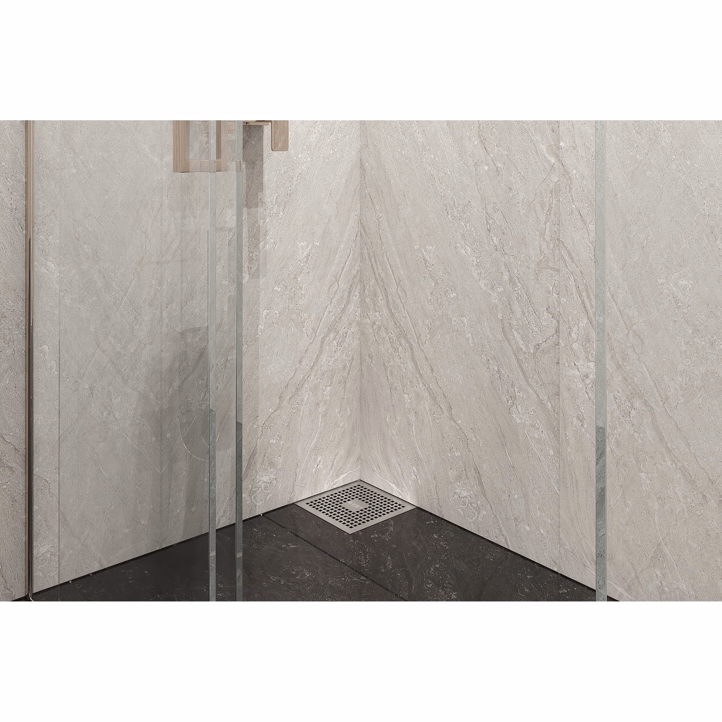 Ohne Text 3963786 MERT Ablaufaufsatz 20x20cm Bodenablauf Design "KARE" komplett aus Edelstahl + PP