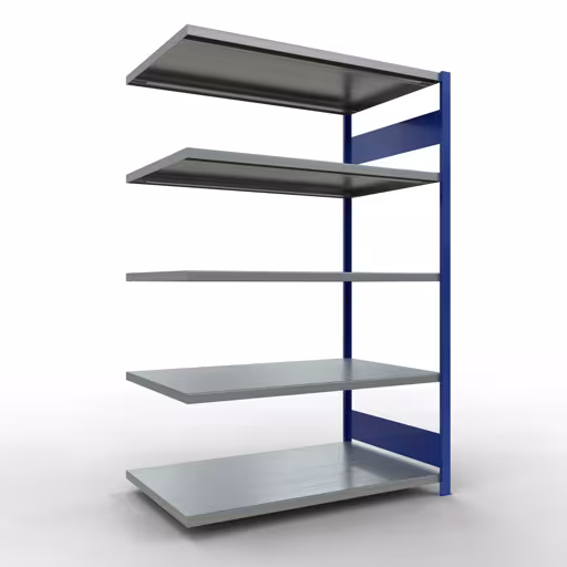 Figure n° 13 de l'article étagère complémentaire, étagère à étagères, système enfichable MULTIplus250, 2000 x 1300 x 800 mm, 5 étagères, RAL 5010 bleu gentiane/galvanisé du groupe de produits système enfichable de la marque Schulte Lagertechnik