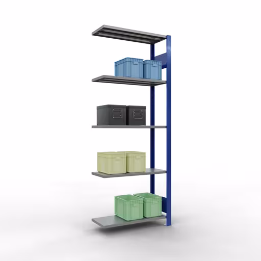 Immagine aggiuntiva dell'articolo Ripiano aggiuntivo, scaffale MULTIplus150 sistema a innesto, 2000 x 750 x 300 mm (AxLxP), 5 ripiani, barra longitudinale, RAL 5010 blu genziana/zincato/zincato da ripiano aggiuntivo