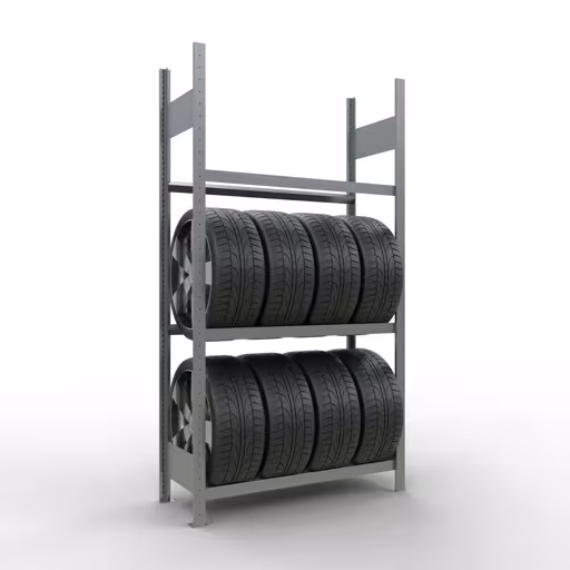 Scaffale base, portaruote/pneumatici, 2000 x 1050 x 400 mm (AxLxP), zincato, 3 livelli di stoccaggio con carico scomparto di 150 kg per livello della marca Schulte Lagertechnik dal programma di scaffalature a scaffali