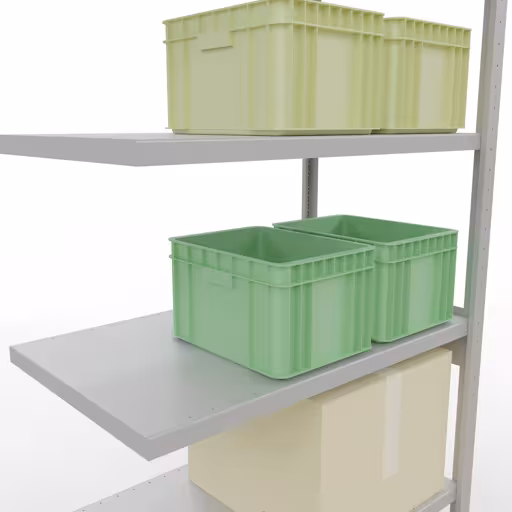Scaffali aggiuntivi, scaffali, sistema a innesto MULTIplus330, 2500 x 1000 x 600 mm (AxLxP), 6 ripiani, barre longitudinali, RAL 7035 grigio chiaro di Schulte Lagertechnik dalla categoria Sistemi a innesto