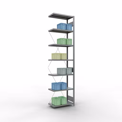 Image du produit n° 14 de l'article Rayonnage complémentaire, rayonnage à étagères, système enfichable MULTIplus250, 3000 x 750 x 400 mm, 7 tablettes, traverse, galvanisé Figure n° 14 de l'article, système d'étagères enfichables MULTIplus250, 3000 x 750 x 400 mm, 7 étagères, galvanisées du groupe de produits système enfichable de Schulte Lagertechnik