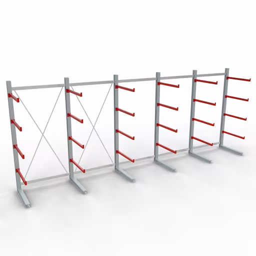 Figure n° 11 de l'article Rayonnage complet K 6000, unilatéral, 3000 x 7500 x 1000 mm, RAL 7001 / RAL 3000, 5 niveaux de stockage du groupe de produits rayonnages cantilever de Schulte Lagertechnik