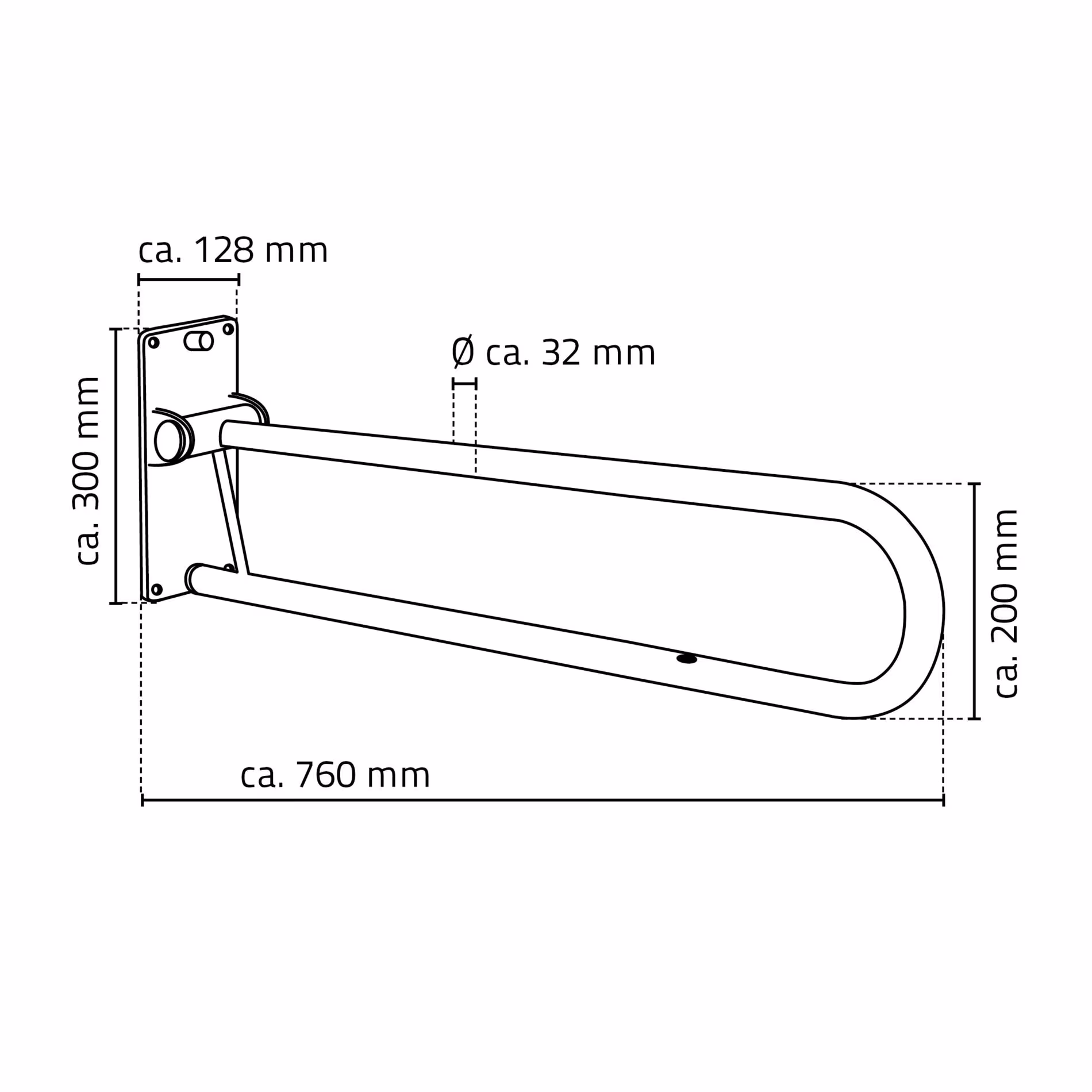 Barre sur pied pour toilettes Tim env. 76 cm, blanc, acier pliable de Ridder de la catégorie équipement de salle de bain & sanitaire