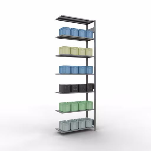 Image du produit n° 14 de l'article Rayonnage complémentaire, rayonnage à étagères, système enfichable MULTIplus85, 3000 x 1000 x 400 mm (HxLxP), 7 étagères, barres de longueur, galvanisé Figure n° 14 de l'article étagère complémentaire, étagère à étagères, système enfichable MULTIplus85, 3000 x 1000 x 400 mm, 7 étagères, galvanisé du groupe de produits système enfichable de la marque Schulte Lagertechnik