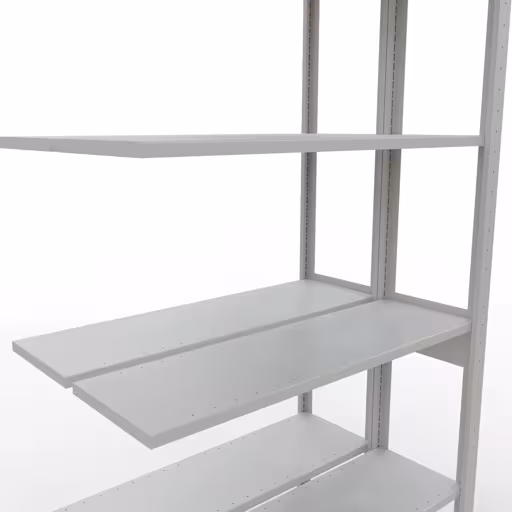 Immagine aggiuntiva dell'articolo Ripiano aggiuntivo, ripiano doppio, sistema a innesto per ripiano MULTIplus150, 2500 x 1000 x (2x300) mm (AxLxP), 2x6 ripiani, barre longitudinali, RAL 7035 grigio chiaro da ripiani doppi