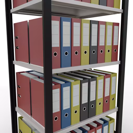 Représentation supplémentaire de l'article, étagère de bureau, système enfichable MULTIplus150, 1800 x 750 x 600 mm, 5 tablettes, barres longitudinales, noir/gris clair du système enfichable