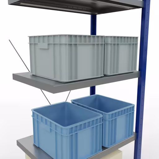Figura n. 15 dell'articolo scaffale aggiuntivo, scaffale, sistema a innesto MULTIplus250, 2000 x 750 x 500 mm, 5 ripiani, RAL 5010 blu genziana/zincato/zincato del gruppo di prodotti sistema a innesto della marca Schulte Lagertechnik
