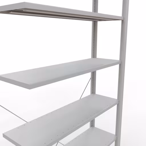 Scaffale aggiuntivo, scaffale per ufficio, sistema a innesto MULTIplus85, 2300 x 1000 x 300 mm (AxLxP), 7 ripiani, traversa, senza barra di arresto, grigio chiaro di Schulte Lagertechnik dalla categoria scaffali per ufficio