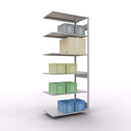 Rayonnage supplémentaire, rayonnage à étagères, système enfichable MULTIplus150, 2500 x 1000 x 600 mm, 6 étagères, gris clair RAL 7035 de Schulte Lagertechnik avec le réf. 32666-LR