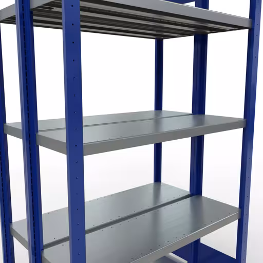 Scaffale base, scaffale doppio, sistema di scaffali MULTIplus250, 2000 x 1000 x (2x300) mm (AxLxP), 2x5 ripiani, barre longitudinali, RAL 5010 blu genziana di Schulte Lagertechnik dalla categoria scaffali