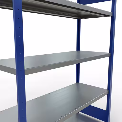 Figura n. 10 dell'articolo scaffale base, scaffale, sistema a innesto MULTIplus250, 2000 x 1300 x 500 mm (AxLxP), 5 ripiani, barre longitudinali, RAL 5010 blu genziana/zincato del gruppo di prodotti sistema a innesto della marca Schulte Lagertechnik