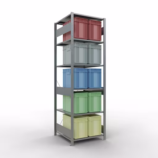 Une autre vue de l'article Etagère Basic, étagère à étagères, système enfichable MULTIplus150, 2500 x 750 x 800 mm, 6 étagères, traverse, galvanisée Une autre vue de l'article Etagère Basic, étagère système enfichable MULTIplus150, 2500 x 750 x 800 mm, 6 étagères, galvanisée de la catégorie système enfichable