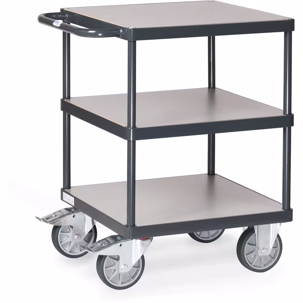Carrello da tavolo 2416-7016 con il sistema modulare MultiVario in tubolare d'acciaio e profilato d'acciaio saldato, verniciato a polvere grigio antracite RAL 7016 della marca Fetra dalla gamma di prodotti sistemi di trasporto