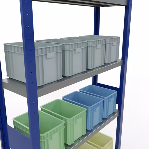 Figure n° 9 de l'article étagère de base, étagère, système enfichable MULTIplus330, 3000 x 1000 x 300 mm, 7 étagères, RAL 5010 bleu gentiane/galvanisé du groupe de produits système enfichable de Schulte Lagertechnik