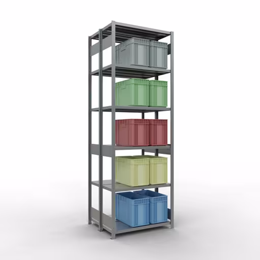 Étagère de base, étagère double, système d'étagères enfichables MULTIplus250, 3000 x 1000 x (2x400) mm, 2x7 étagères, galvanisées de Schulte Lagertechnik avec le numéro d'article : 17942