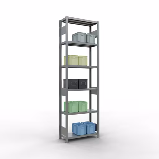 Figura n. 8 dell'articolo scaffale base, scaffale, sistema a innesto MULTIplus250, 2500 x 750 x 300 mm (AxLxP), 6 ripiani, barre longitudinali, zincato del gruppo di prodotti sistema a innesto della marca Schulte Lagertechnik