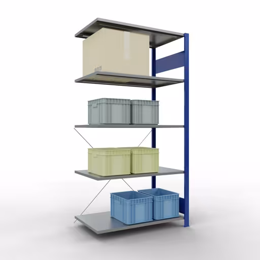 Figura n. 16 dell'articolo scaffale aggiuntivo, scaffale a scaffale, sistema a innesto MULTIplus85, 2000 x 1000 x 600 mm (AxLxP), 5 ripiani, traversa, RAL 5010 blu genziana dal gruppo di prodotti sistema a innesto della marca Schulte Lagertechnik