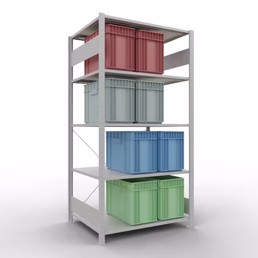 Figura n. 12 dell'articolo scaffale base, sistema a innesto per scaffale MULTIplus150, 2000 x 1000 x 800 mm (AxLxP), 5 ripiani, traversa, RAL 7035 grigio chiaro del gruppo di prodotti sistema a innesto della marca Schulte Lagertechnik