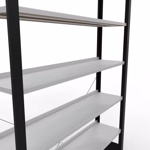 Scaffale Basic, scaffale per ufficio, sistema a innesto MULTIplus85, 2300 x 1300 x 300 mm (AxLxP), 7 ripiani, traversa, con listello di arresto, nero/grigio chiaro di Schulte Lagertechnik dalla categoria scaffali per ufficio