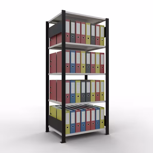 Figure n° 9 de l'article, étagère de bureau, système enfichable MULTIplus150, 1800 x 750 x 600 mm, 5 étagères, barres de longueur, noir/gris clair du groupe de produits étagères de bureau de la marque Schulte Lagertechnik