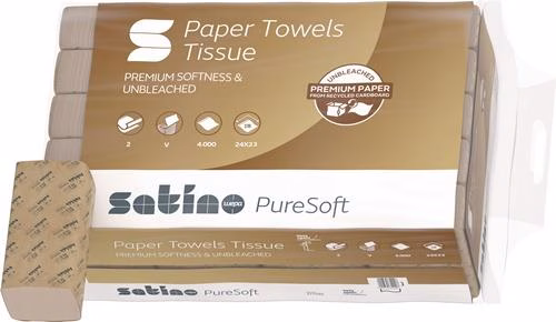 Handtuchpapier Satino PureSoft 277540 2-lagig soft beige Länge 230 mmxBreite circa 240mm Karton aus der Kategorie Putz- und Wischtücher Handtücher Handtuchrollen mit der Teilenummer 9000469088