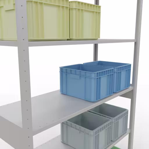 Étagère de base, étagère, système enfichable MULTIplus150, 2500 x 1300 x 500 mm, 6 étagères, barres de longueur, RAL 7035 gris clair de la catégorie d'étagères de base avec le GTIN 4004514293008 Étagère de base, étagère, système enfichable MULTIplus150, 2500 x 1300 x 500 mm, 6 étagères, RAL 7035 gris clair de Schulte Lagertechnik de la gamme de produits du système enfichable