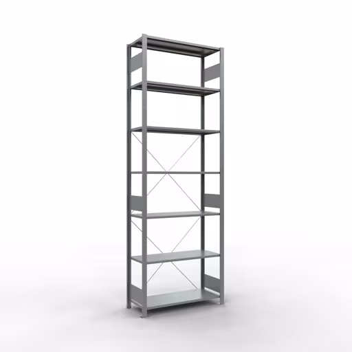 Étagère de base, étagère, système enfichable MULTIplus150, 3000 x 1000 x 400 mm (HxLxP), 7 étagères, traverse, galvanisée de Schulte Lagertechnik Étagère de base, étagère, système enfichable MULTIplus150, 3000 x 1000 x 400 mm (HxLxP), 7 étagères, traverse, galvanisée, étagère de base, réf. 12742