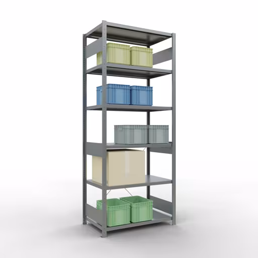 Un'altra vista dell'articolo Scaffale base, scaffale, sistema a innesto MULTIplus250, 2500 x 1000 x 600 mm (AxLxP), 6 ripiani, traversa, zincato Un'altra vista dell'articolo Scaffale base, scaffale, sistema a innesto MULTIplus250, 2500 x 1000 x 600 mm (AxLxP), 6 ripiani, traversa, zincato dalla categoria Sistema a innesto