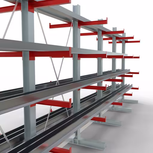 Figura n. 10 dell'articolo Scaffale completo K 3000, bilaterale, 2500 x 6500 x 500 mm, RAL 7001 / RAL 3000, 5 livelli di stoccaggio del gruppo di prodotti scaffalature cantilever della marca Schulte Lagertechnik